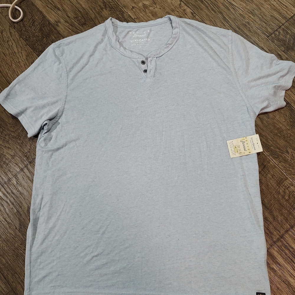 Lucky Brand Venice Burnout Top Size L Light Grey - Picture 5 of 11